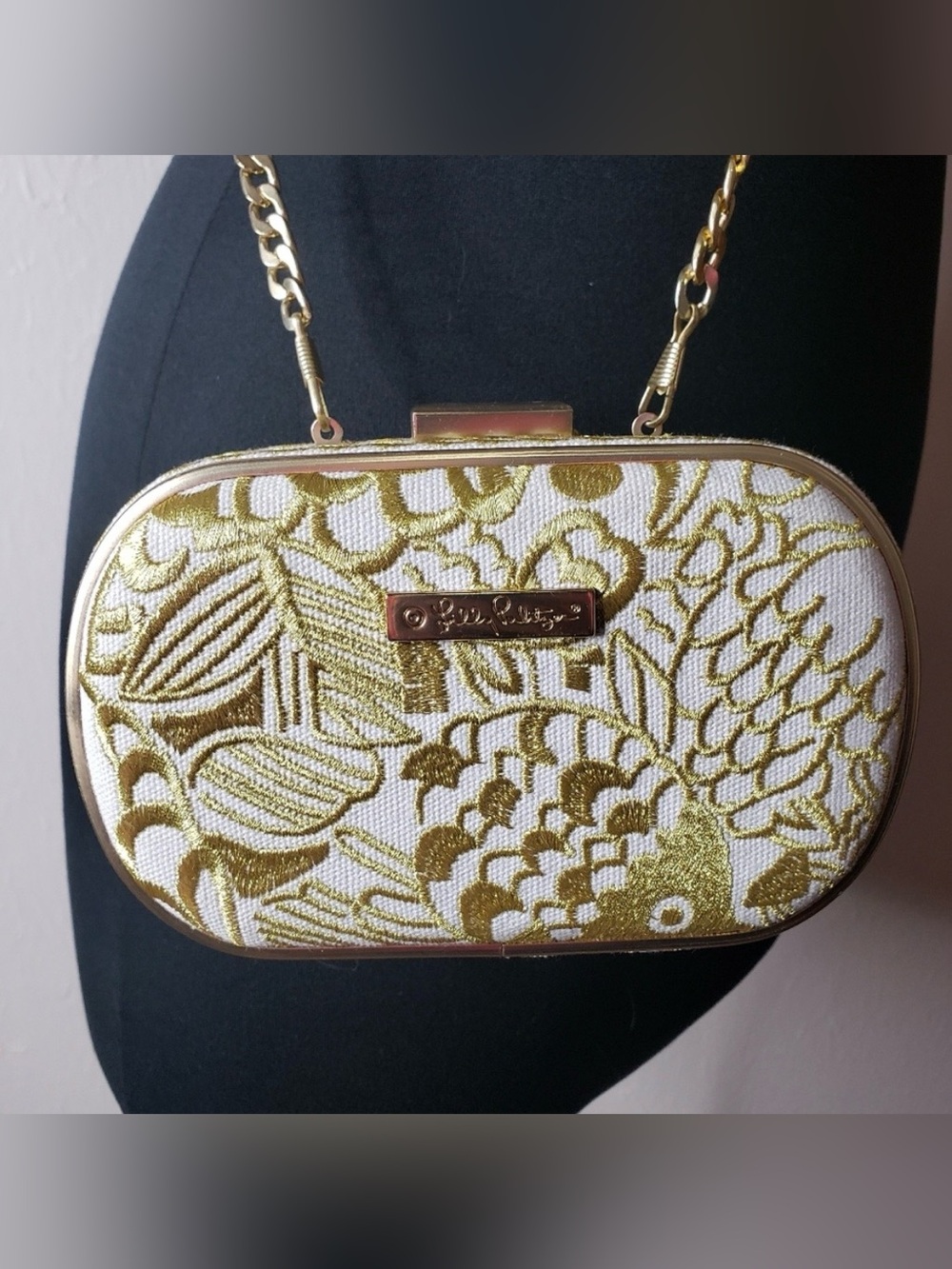 Gold & White Embroidered Koi Design Crossbody/Clutch- Lily Pulitzer 4 Target Fab